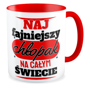 kubek NAJFAJNIEJSZY CHŁOPAK NA CAŁYM ŚWIECIE czerwony